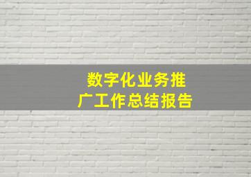 数字化业务推广工作总结报告