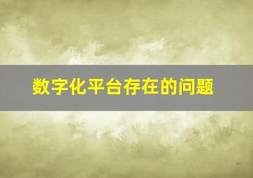 数字化平台存在的问题