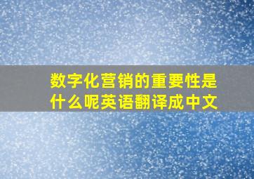 数字化营销的重要性是什么呢英语翻译成中文