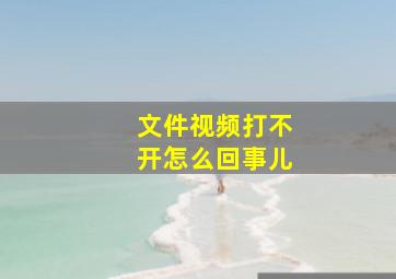 文件视频打不开怎么回事儿