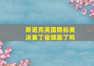 斯诺克英国锦标赛决赛丁俊晖赢了吗