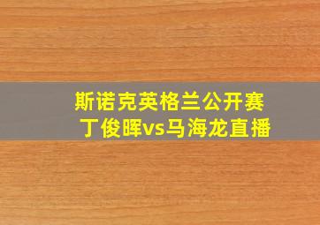 斯诺克英格兰公开赛丁俊晖vs马海龙直播