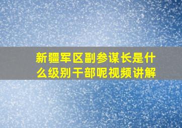 新疆军区副参谋长是什么级别干部呢视频讲解