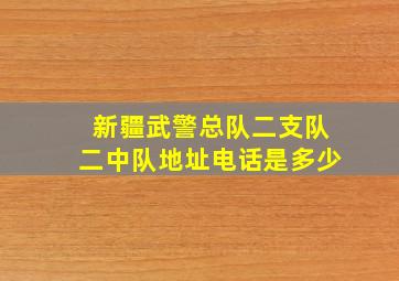 新疆武警总队二支队二中队地址电话是多少