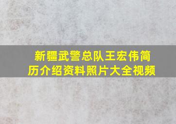 新疆武警总队王宏伟简历介绍资料照片大全视频