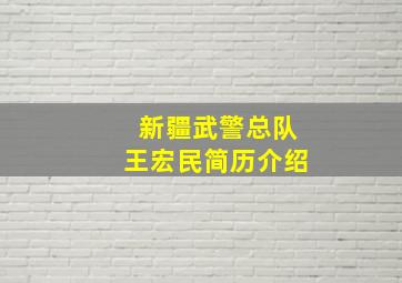 新疆武警总队王宏民简历介绍