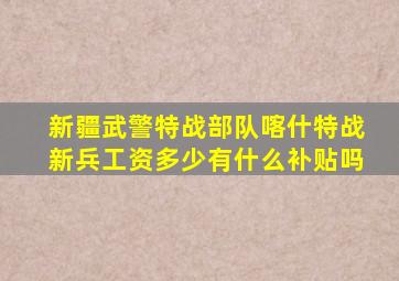 新疆武警特战部队喀什特战新兵工资多少有什么补贴吗