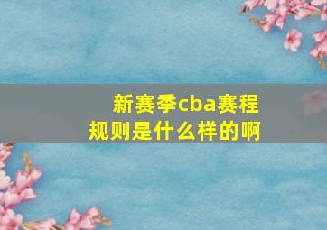 新赛季cba赛程规则是什么样的啊