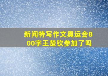 新闻特写作文奥运会800字王楚钦参加了吗