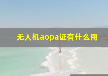 无人机aopa证有什么用