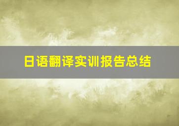 日语翻译实训报告总结