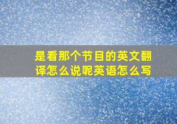 是看那个节目的英文翻译怎么说呢英语怎么写