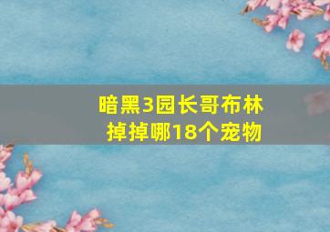 暗黑3园长哥布林掉掉哪18个宠物