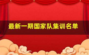 最新一期国家队集训名单