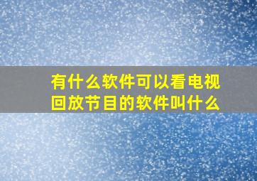 有什么软件可以看电视回放节目的软件叫什么