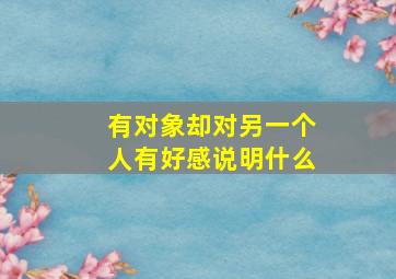 有对象却对另一个人有好感说明什么