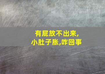 有屁放不出来,小肚子胀,咋回事