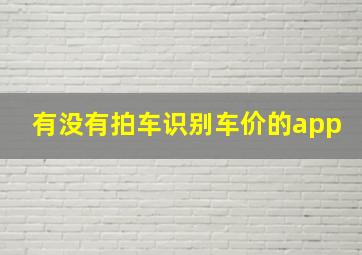 有没有拍车识别车价的app