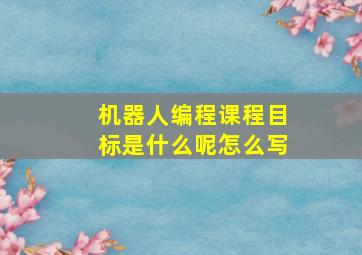 机器人编程课程目标是什么呢怎么写