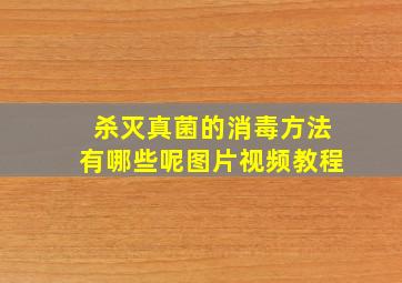 杀灭真菌的消毒方法有哪些呢图片视频教程