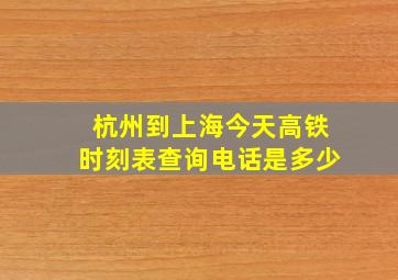 杭州到上海今天高铁时刻表查询电话是多少