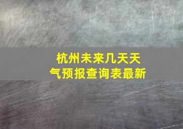 杭州未来几天天气预报查询表最新