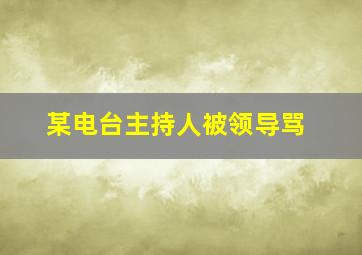 某电台主持人被领导骂