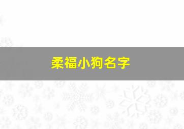 柔福小狗名字