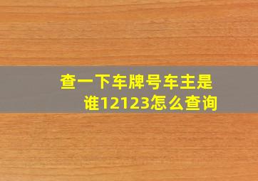 查一下车牌号车主是谁12123怎么查询