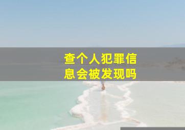 查个人犯罪信息会被发现吗