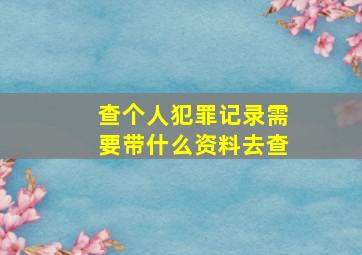 查个人犯罪记录需要带什么资料去查