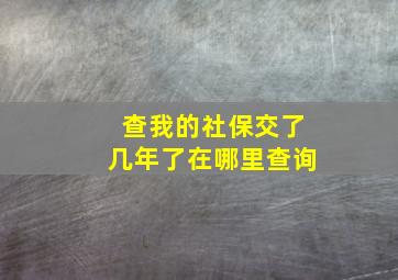 查我的社保交了几年了在哪里查询