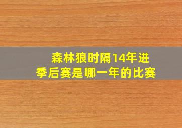 森林狼时隔14年进季后赛是哪一年的比赛