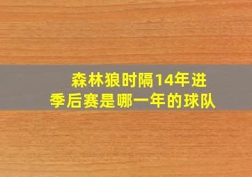 森林狼时隔14年进季后赛是哪一年的球队