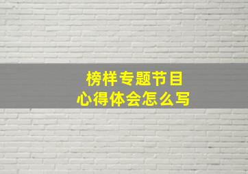 榜样专题节目心得体会怎么写