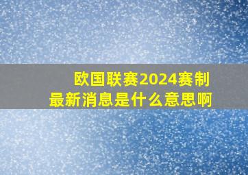 欧国联赛2024赛制最新消息是什么意思啊