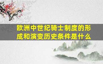 欧洲中世纪骑士制度的形成和演变历史条件是什么