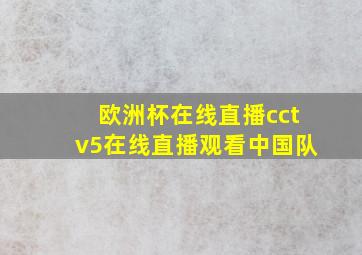 欧洲杯在线直播cctv5在线直播观看中国队