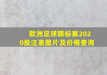 欧洲足球锦标赛2020投注表图片及价格查询