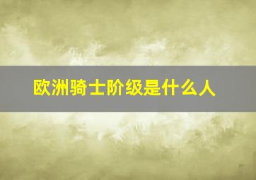 欧洲骑士阶级是什么人