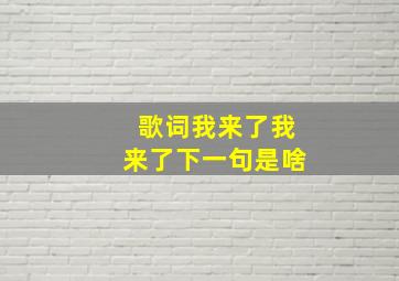 歌词我来了我来了下一句是啥