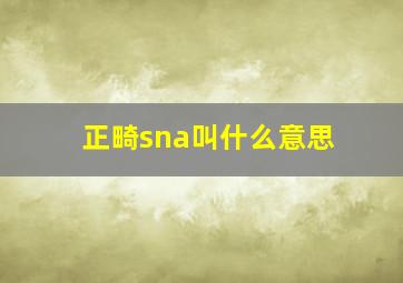 正畸sna叫什么意思