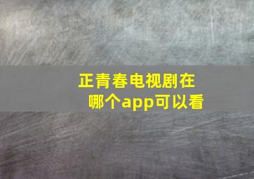 正青春电视剧在哪个app可以看