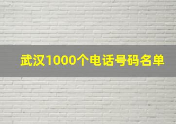 武汉1000个电话号码名单