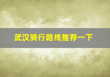 武汉骑行路线推荐一下