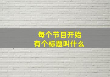 每个节目开始有个标题叫什么