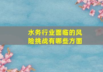 水务行业面临的风险挑战有哪些方面