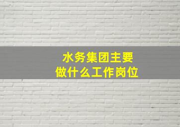 水务集团主要做什么工作岗位