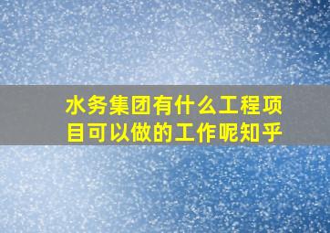 水务集团有什么工程项目可以做的工作呢知乎