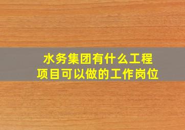 水务集团有什么工程项目可以做的工作岗位